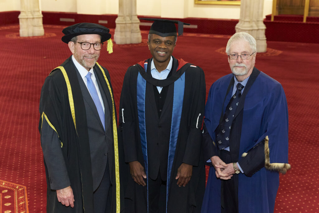Photo of Roger Wilson at the ceremony where he received an Honorary Fellowship from the Guildhall School of Music & Drama.